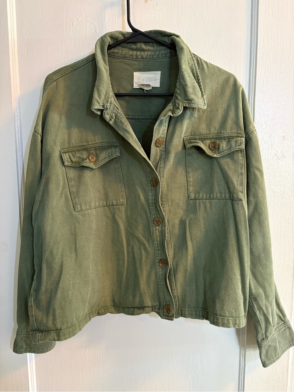 Sky and Sparrow Olive Green Button-Front Utility Jacket